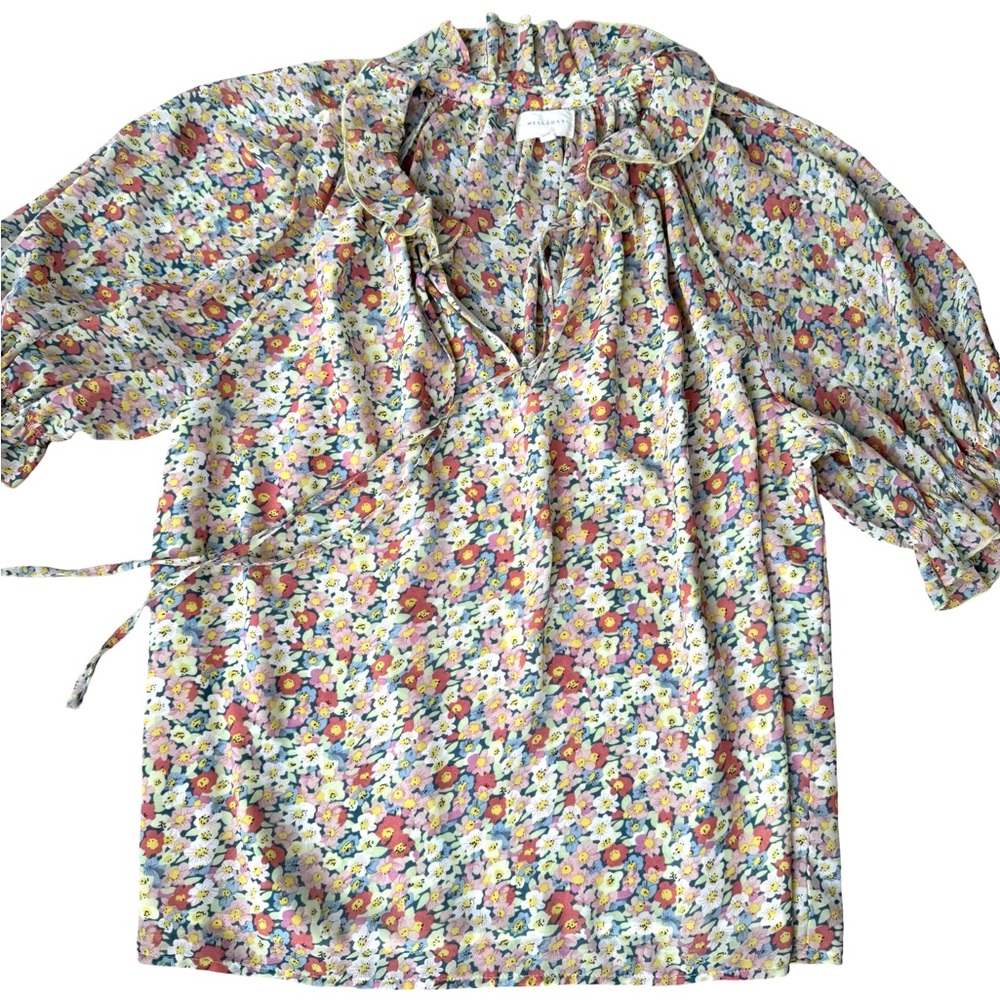 MELLODAY Multicolor Floral Ruffle Top - Picture 14 of 14